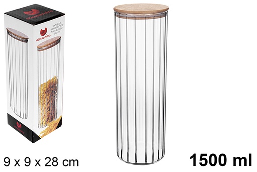 [123443] Pote multiusos de borosilicato com tampa de bambu 1500 ml