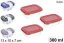 Set of 3 rectangular lunch boxes 