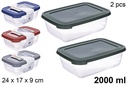 Set de 2 fiambreras rectangular 2000ml
