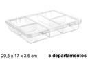 Caja plástico organizadora transparente 5 departamentos