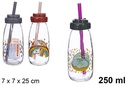Botella cristal con pajita 250 ml