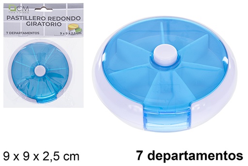 [123478] Pilulier rotatif rond à 7 compartiments