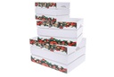 Juego 3 cajas madera blanca decorada guirnalda Navidad 41x31x22 cm