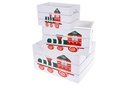Juego 3 cajas madera blanca decorada tren Navidad 41x31x22 cm