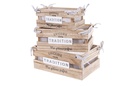 Juego 3 cajas madera natural TRADITION forrada decorada Navidad 37x23x12 cm