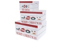 Juego 3 cajas madera blanca Papa Noel y reno decorada Navidad 41x31x22 cm