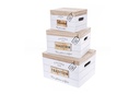 Juego 3 cajas madera blanca con tapa TRADITION decorada Navidad 30x25x19 cm