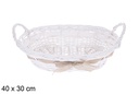 Cesta ovalada blanca con lazo Trevonel 40x30 cm