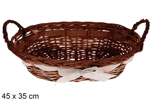[123603] Mahogany oval basket with Trevonel bow 45x35 cm