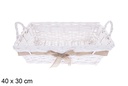 Cesta rectangular blanca con lazo Vamirel 40x30 cm