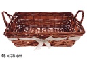 Cesta rectangular caoba con lazo Vamirel 45x35 cm