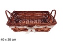 Cesta rectangular caoba con lazo Vamirel 40x30 cm