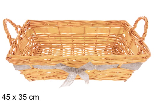 [123615] Cesta rectangular miel con lazo Vamirel 45x35 cm