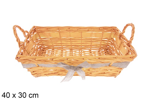 [123616] Rectangular honey basket with ribbon Vamirel 40x30 cm