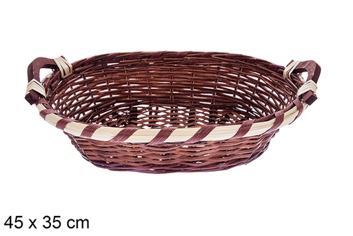 [123641] Cestino ovale in mogano Avelia 45x35 cm