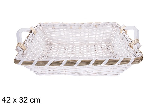[123656] Avelia white rectangular basket 42x32 cm