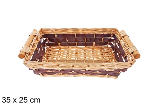 [123669] Panier rectangulaire Selvionte miel/acajou  35x25 cm