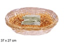 Cesta ovalada meil con paja y celofan 37x27 cm