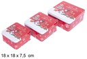 Juego 3 Cajas metal cuadrada decorada Muñeco de nieve Navidad 18x18x7.5 cm