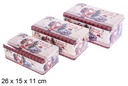 Juego 3 Cajas metal rectangular decorada Papa noel Navidad 26x15x11 cm