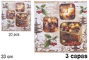 Pack 20 servilletas 3 capas decoradas Bolas Navidad 33 cm