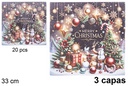 Pack 20 servilletas 3 capas decoradas objetos de Navidad 33 cm