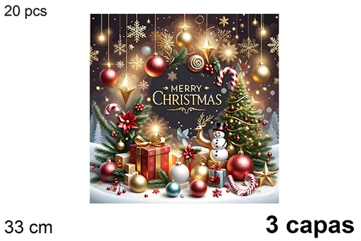 [123714] Pack 20 servilletas 3 capas decoradas objetos de Navidad 33 cm