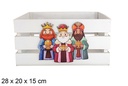 Caja madera blanca decorada reyes magos 28x20x15cm