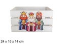 Caja madera blanca decorada reyes magos 24x16x14cm