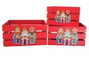 Pack 3 cajas madera roja decorada reyes magos 32x24.5x16 cm