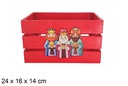 Caja madera roja decorada reyes magos 28x20x15cm