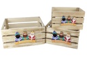 Pack 3 cajas madera natural decorada reyes magos adoración 32x24.5x16 cm
