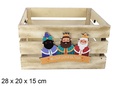 Caja madera natural decorada reyes magos adoración 28x20x15 cm