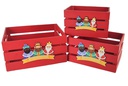 Pack 3 cajas madera roja decorada reyes magos adoración 32x24.5x16 cm