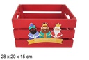 Caja madera roja decorada reyes magos adoración 28x20x15 cm
