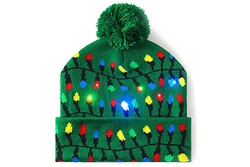 [123745] Cappello di Natale verde con LED