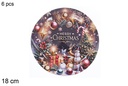 Pack 6 platos papel decorado objetos de Navidad 18 cm