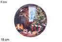 Pack 6 platos papel decorado chimenea navidad 18 cm