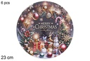 Pack 6 platos papel decorado objetos de Navidad 23 cm