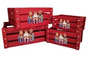Pack 4 cajas madera roja decorada reyes magos adoración 41x31x20 cm