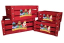 Pack 4 cajas madera roja decorada reyes magos adoración 41x31x20 cm