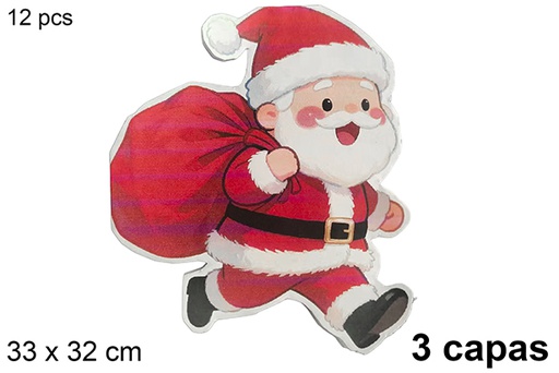[123786] Pack 12 Santa Claus-shaped 3-ply napkins with sack 33x32 cm