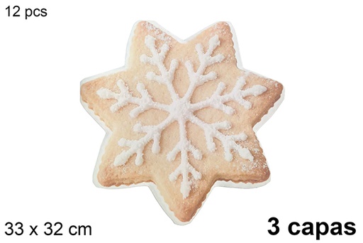 [123787] Pack 12 tovaglioli a 3 veli a forma di biscotto 33x32 cm