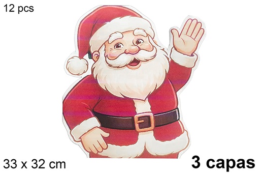 [123788] Pack 12 tovaglioli a 3 veli a forma di Babbo Natale 33x32 cm