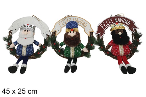 [123799] Corona decorada reyes magos surtido 30x45cm