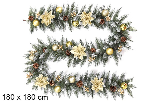 [123820] Decorative green/gold Christmas branch 180x180 cm