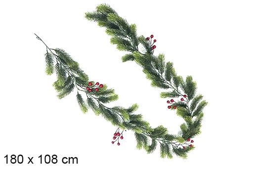 [123823] Ramo verde com frutos, enfeite natalino decorativo, 180x108 cm