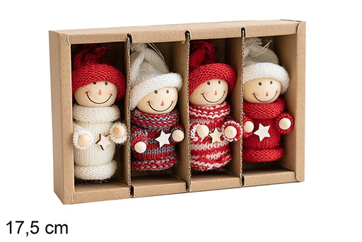 [123858] Pack 4 colgantes muñeco Navidad 17.5 cm