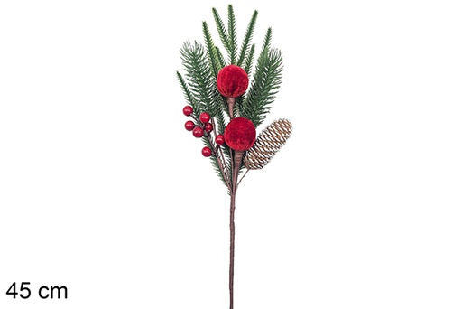 [123859] Branche de Noël verte/rouge 45 cm