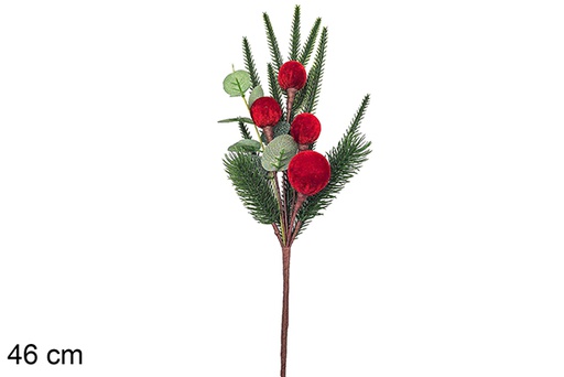 [123860] Green/red Christmas branch 46 cm